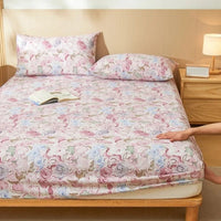 SaneShoppe-Printed Coarse Cloth 3-Piece Fitted Sheet Set - Four Seasons