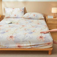 SaneShoppe-Printed Coarse Cloth 3-Piece Fitted Sheet Set - Four Seasons