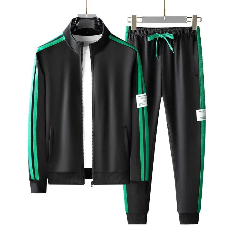 SaneShoppe - Spring Autumn Men's Sporty Casual Zipper Two - Piece Set Comfortable Breathable Fashionable Sportswear Sweatshirt Pants