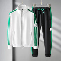 SaneShoppe - Spring Autumn Men's Sporty Casual Zipper Two - Piece Set Comfortable Breathable Fashionable Sportswear Sweatshirt Pants