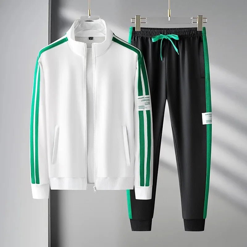 SaneShoppe - Spring Autumn Men's Sporty Casual Zipper Two - Piece Set Comfortable Breathable Fashionable Sportswear Sweatshirt Pants