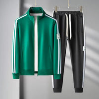 SaneShoppe - Spring Autumn Men's Sporty Casual Zipper Two - Piece Set Comfortable Breathable Fashionable Sportswear Sweatshirt Pants