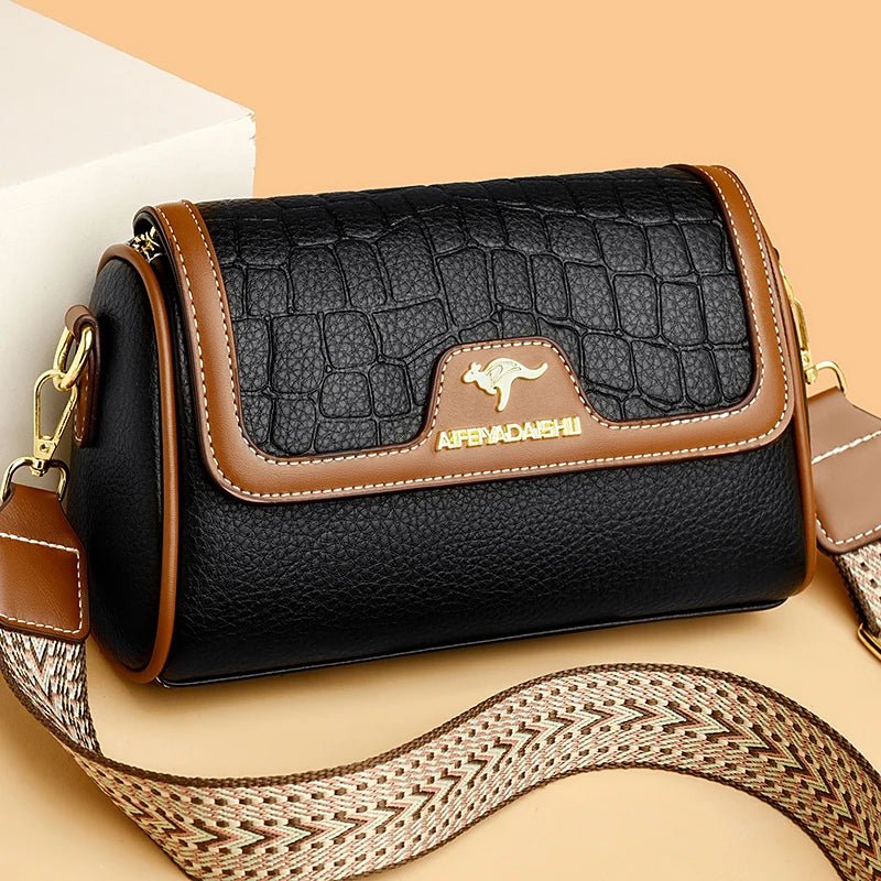 SaneShoppe - Stone Pu Leather Shoulder Hand Bag for Women Mom Purse Fashion Mother's Crossbody Bag Underarm Bag Small Square Satchel Handbag