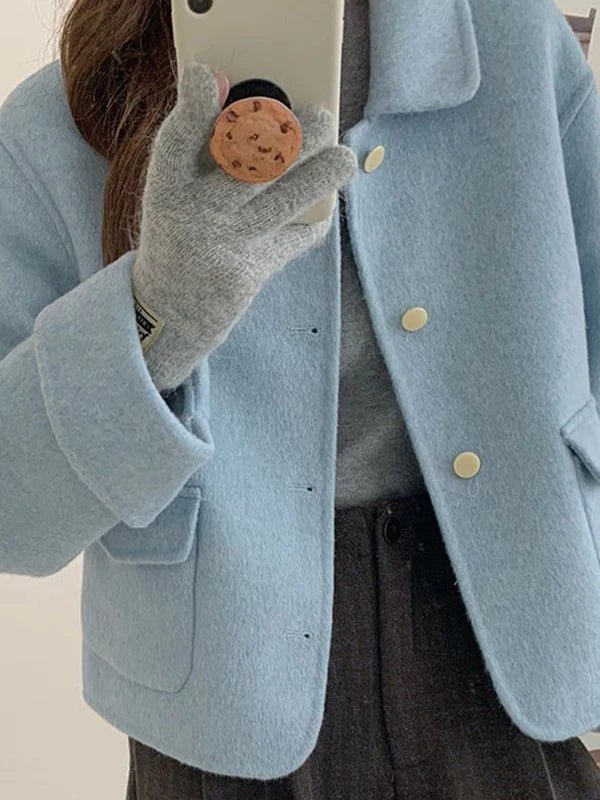 SaneShoppe-Short Double-Faced Wool Coat with Pockets for Women - Stylish Commuter Fashion