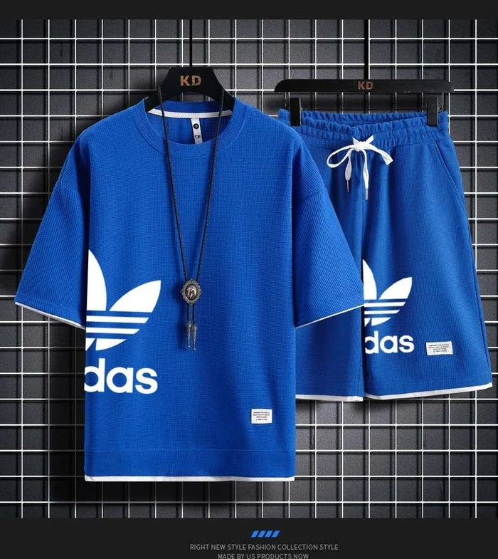 SaneShoppe - Summer 2025 New Men's pullover sportswear Set, fashionable basketball men's casual short - sleeved T-shirt + shorts two - piece set