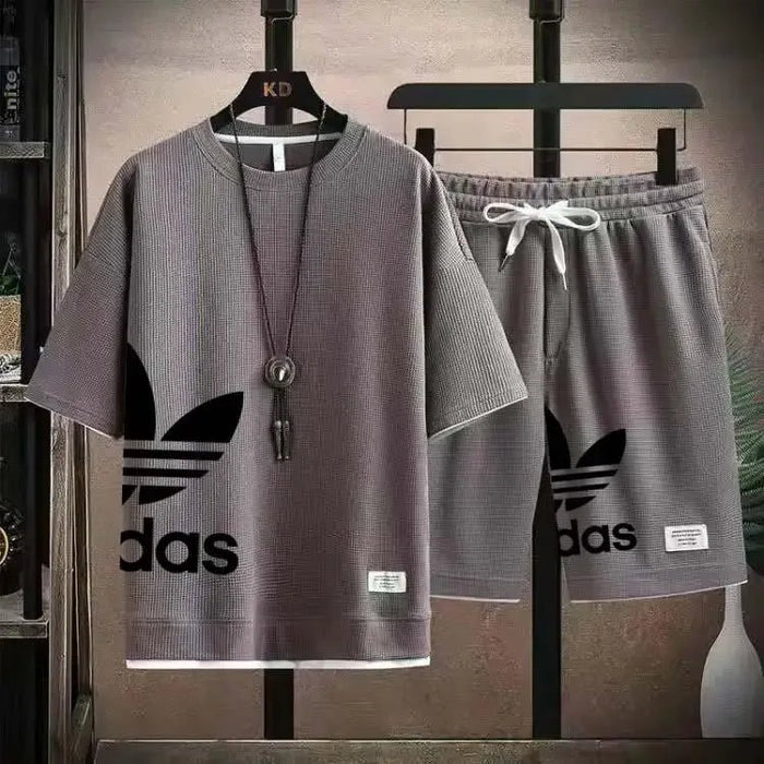 SaneShoppe - Summer 2025 New Men's pullover sportswear Set, fashionable basketball men's casual short - sleeved T-shirt + shorts two - piece set