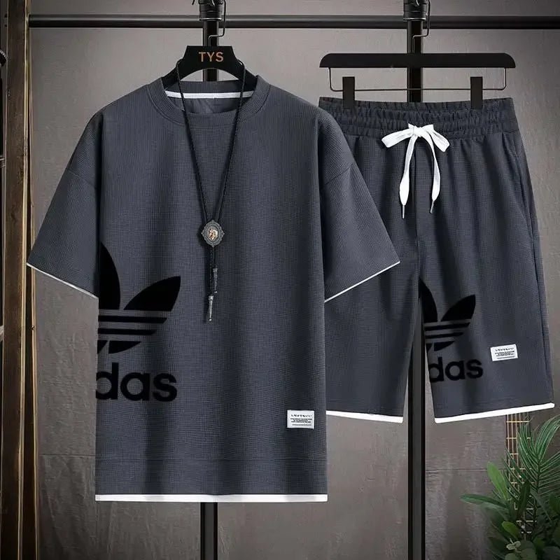 SaneShoppe - Summer 2025 New Men's pullover sportswear Set, fashionable basketball men's casual short - sleeved T-shirt + shorts two - piece set