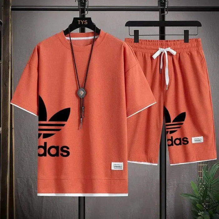 SaneShoppe - Summer 2025 New Men's pullover sportswear Set, fashionable basketball men's casual short - sleeved T-shirt + shorts two - piece set