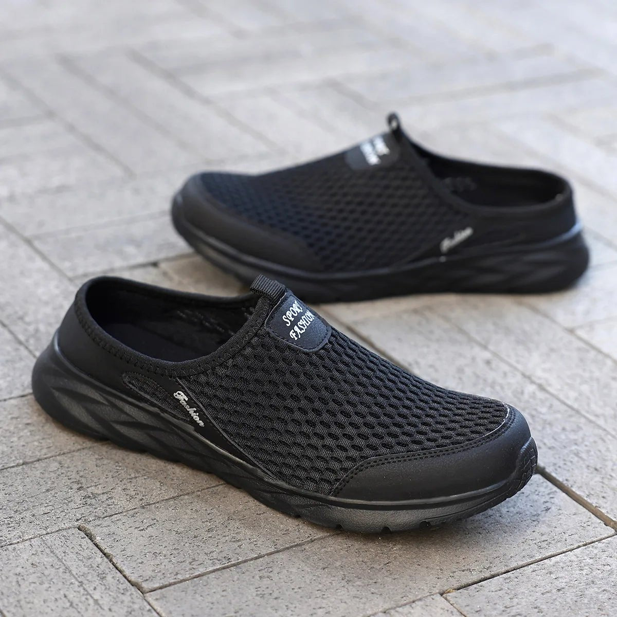 SaneShoppe - Summer Sport Casual Shoes For Men Breathable Slip On Loafers Men Sneakers Lightweight Barefoot Slippers Plus Size 40 - 47