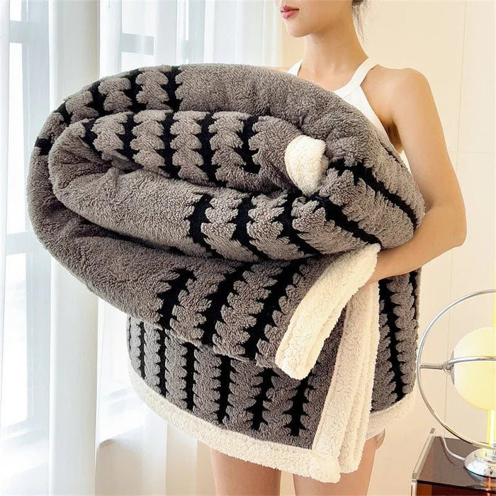 SaneShoppe - Super Thick and Warm Flannel Blanket Super Soft Fluffy Queen Size Bed Blanket Cozy Skin - friendly Multifunctional Nap Blanket
