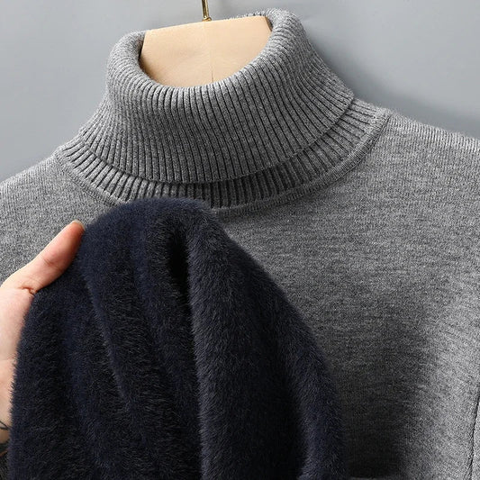 SaneShoppe-Men's Knitted Turtleneck Sweater - Anti-Pilling, Slim Fit Pullover