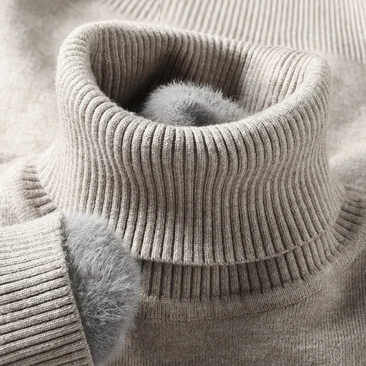 SaneShoppe-Men's Knitted Turtleneck Sweater - Anti-Pilling, Slim Fit Pullover