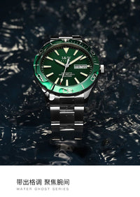 SaneShoppe-I&W Swiss Luxury Men's Automatic Diver Sports Watch 100m Waterproof Green