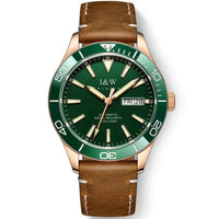 SaneShoppe-I&W Swiss Luxury Men's Automatic Diver Sports Watch 100m Waterproof Green