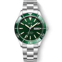 SaneShoppe-I&W Swiss Luxury Men's Automatic Diver Sports Watch 100m Waterproof Green