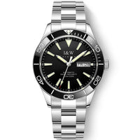 SaneShoppe-I&W Swiss Luxury Men's Automatic Diver Sports Watch 100m Waterproof Green