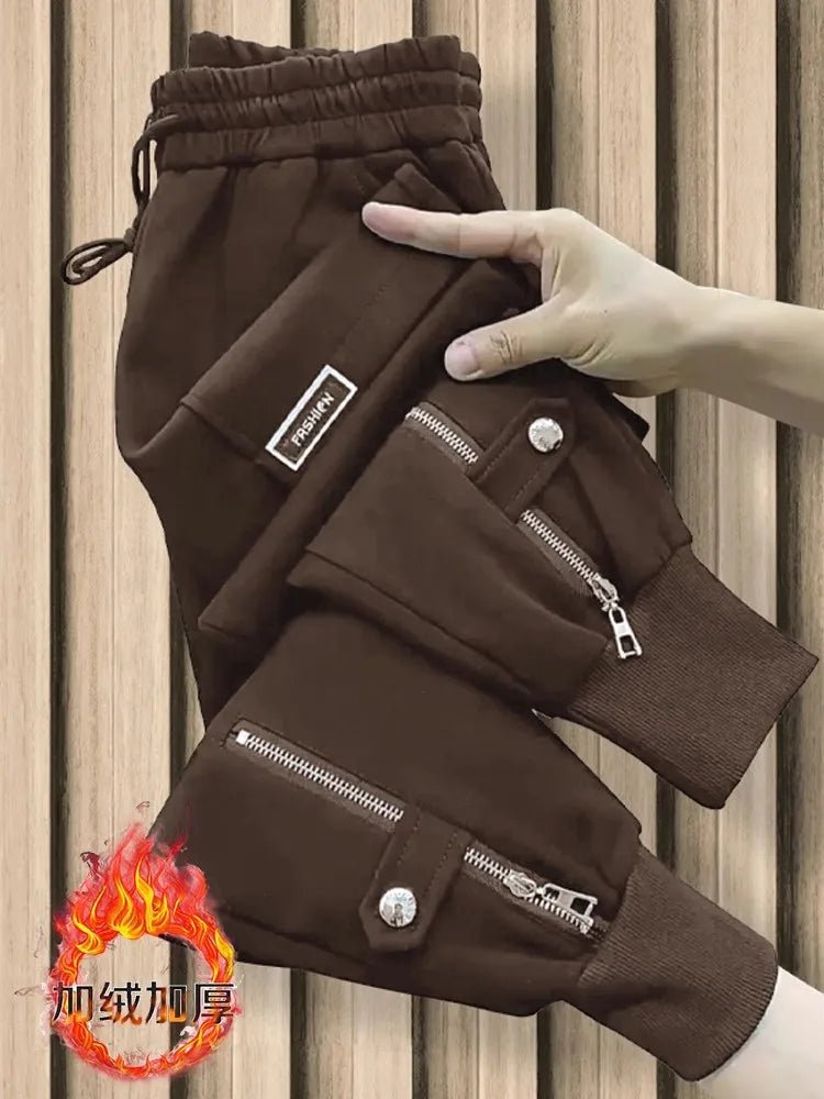 SaneShoppe - Thickened Sweatpants Autumn Winter Fleece - Lined Warm Harlan Pants Women Fashion Y2k Loose Slimming Sports Casual Trousers Female