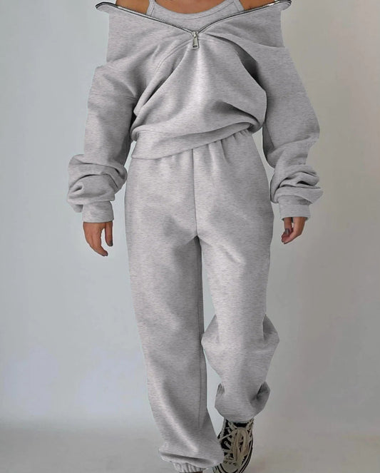 SaneShoppe-Women's Stylish Tracksuit Set for Autumn & Winter - Fashionable, Warm Two-piece Sports Outfit