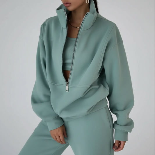 SaneShoppe-Women's Stylish Tracksuit Set for Autumn & Winter - Fashionable, Warm Two-piece Sports Outfit