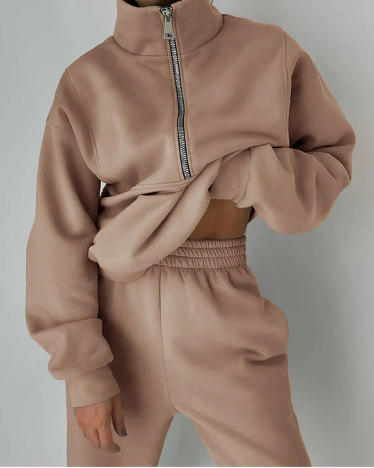 SaneShoppe-Women's Stylish Tracksuit Set for Autumn & Winter - Fashionable, Warm Two-piece Sports Outfit