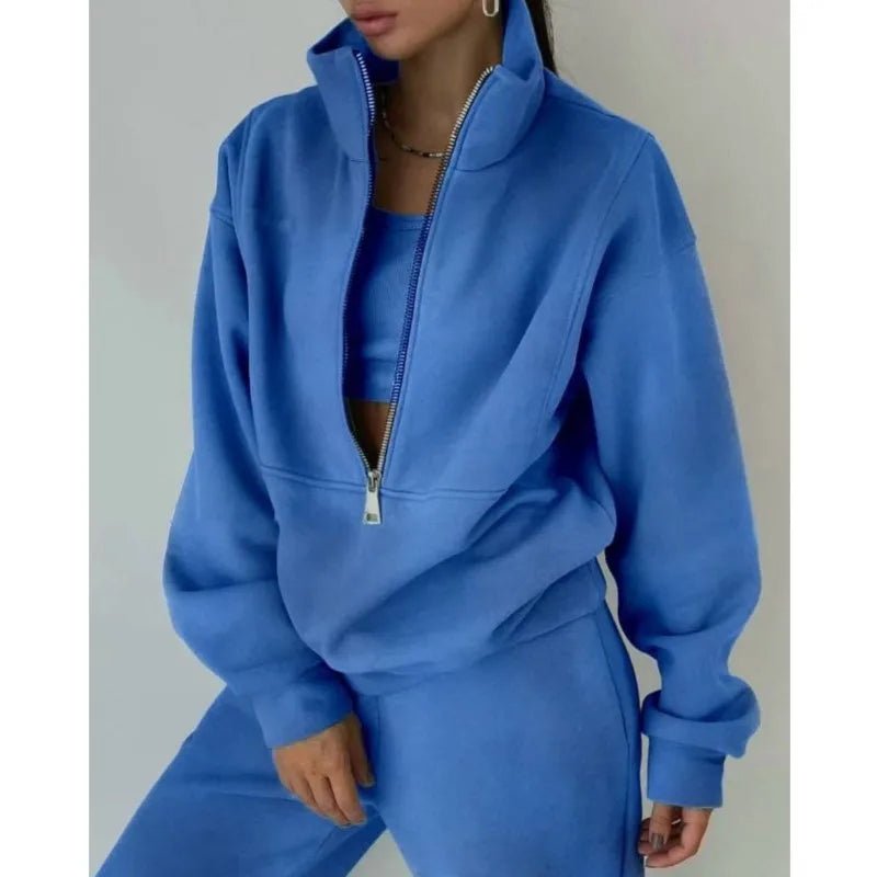 SaneShoppe - Tracksuit Set Stylish Autumn And Winter New Fashion Comfortable Warm Zipper Two - piece Sets For Sports Casual Women's Clothing