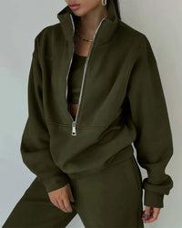 SaneShoppe - Tracksuit Set Stylish Autumn And Winter New Fashion Comfortable Warm Zipper Two - piece Sets For Sports Casual Women's Clothing