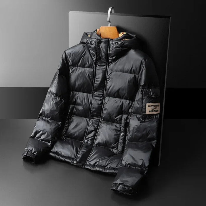 SaneShoppe - Trendy Men's Casual Hooded down Jacket 2025 Winter Fashion White Duck Feather Warm Top European Style Regular Fit