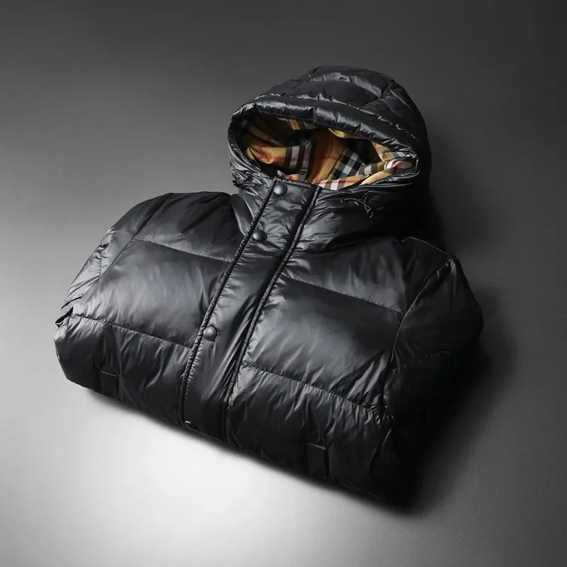 SaneShoppe - Trendy Men's Casual Hooded down Jacket 2025 Winter Fashion White Duck Feather Warm Top European Style Regular Fit