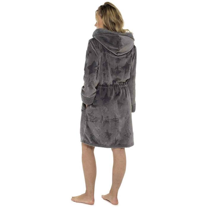 SaneShoppe - Ultra - Soft Women's Hooded Fleece Bathrobe with Zip Closure Warm Plush Dressing Gown for Home Spa Gym Multiple Colors and Sizes Cozy Loungewear by Daisy Dreamer