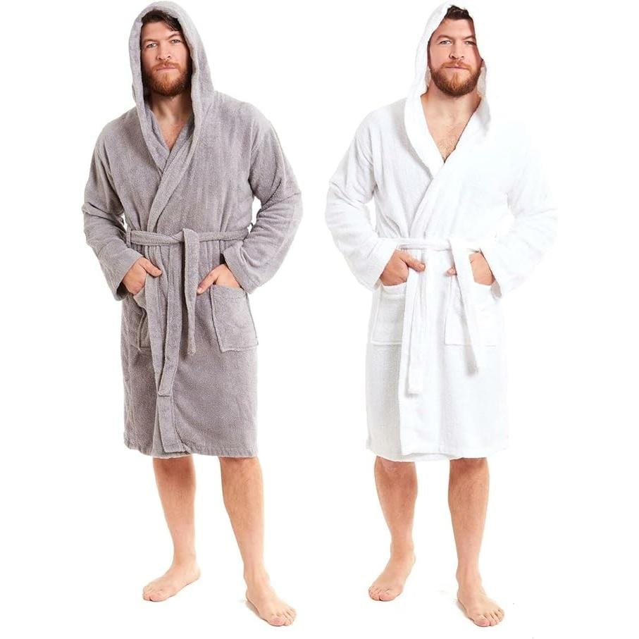 SaneShoppe - Unisex Bamboo Hooded Dressing Gown Super Soft Towelling Bath Robe for Men & Women by Sock Stack