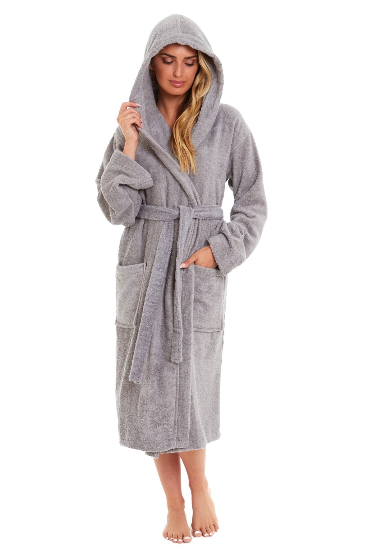 SaneShoppe - Unisex Bamboo Hooded Dressing Gown Super Soft Towelling Bath Robe for Men & Women by Sock Stack