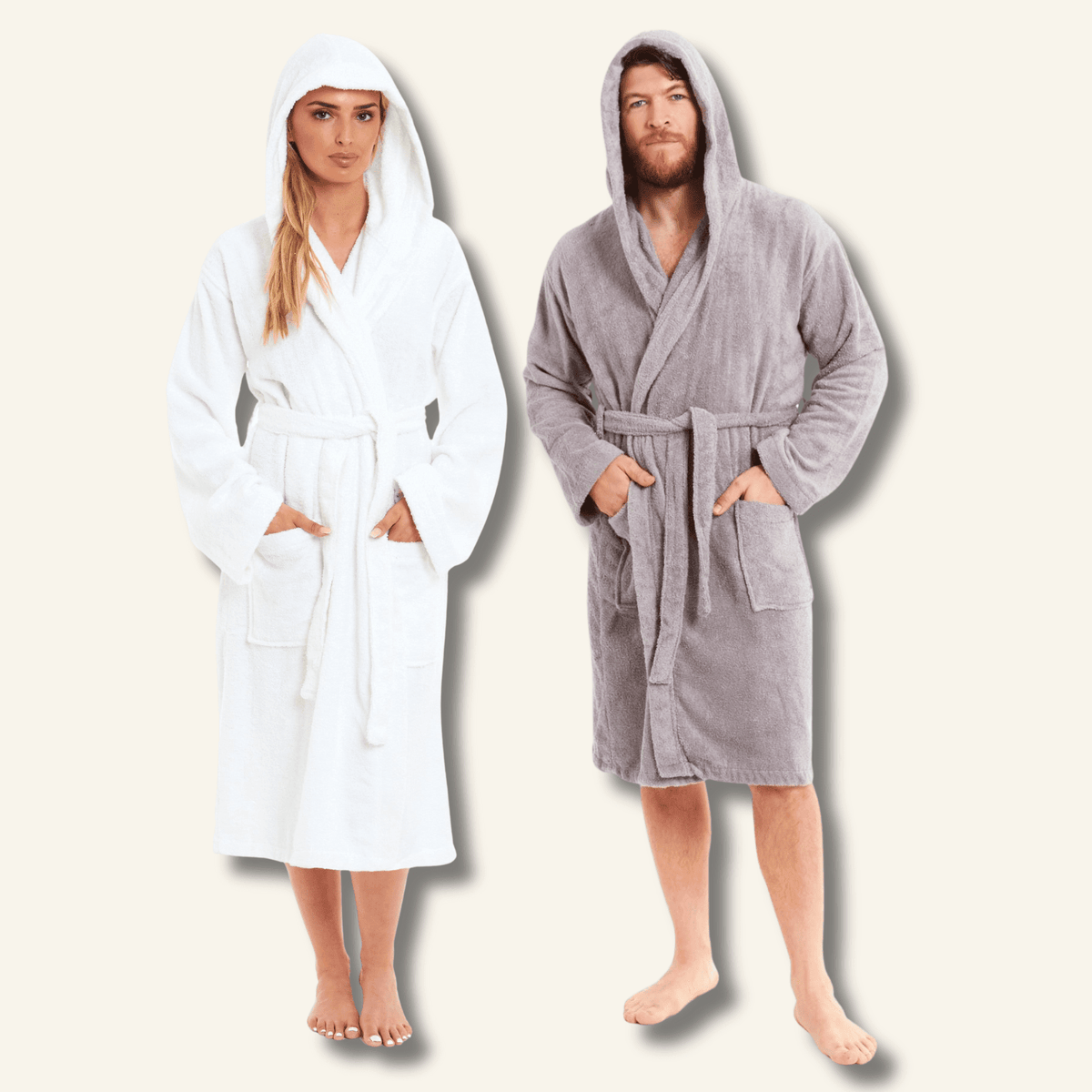 SaneShoppe - Unisex Bamboo Hooded Dressing Gown Super Soft Towelling Bath Robe for Men & Women by Sock Stack
