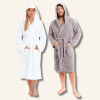 SaneShoppe - Unisex Bamboo Hooded Dressing Gown Super Soft Towelling Bath Robe for Men & Women by Sock Stack