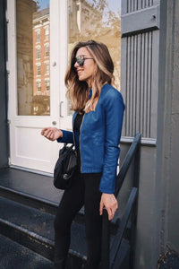 SaneShoppe - Vintage Women PU Leather Bomber Jacket Fashion Casual Autumn Winter Zipper Windbreaker Streetwear Female Blazer Y2K Clothes New