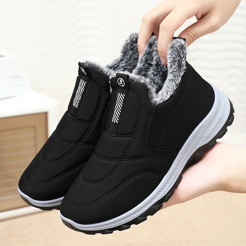 SaneShoppe - Warm Walking Shoes Lightweight Thermal Ankle Boots Non - slip Slip On Sneakers Winter Thick Fur Shoes for Travel Hiking
