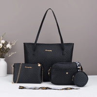 SaneShoppe - Wave pattern daily commuting large capacity tote bag handbag four piece set fashion trend personality change camera bag