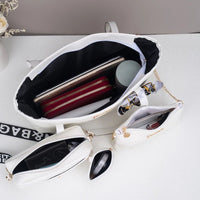 SaneShoppe - Wave pattern daily commuting large capacity tote bag handbag four piece set fashion trend personality change camera bag