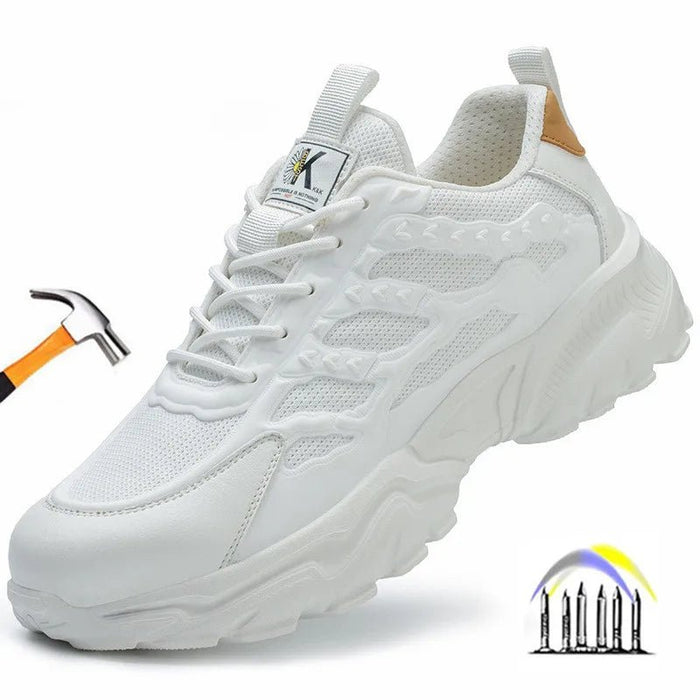 SaneShoppe - white work shoes lightweight comfortable safety shoes man women work shoes with a steel toe puncture proof safety work sneakers