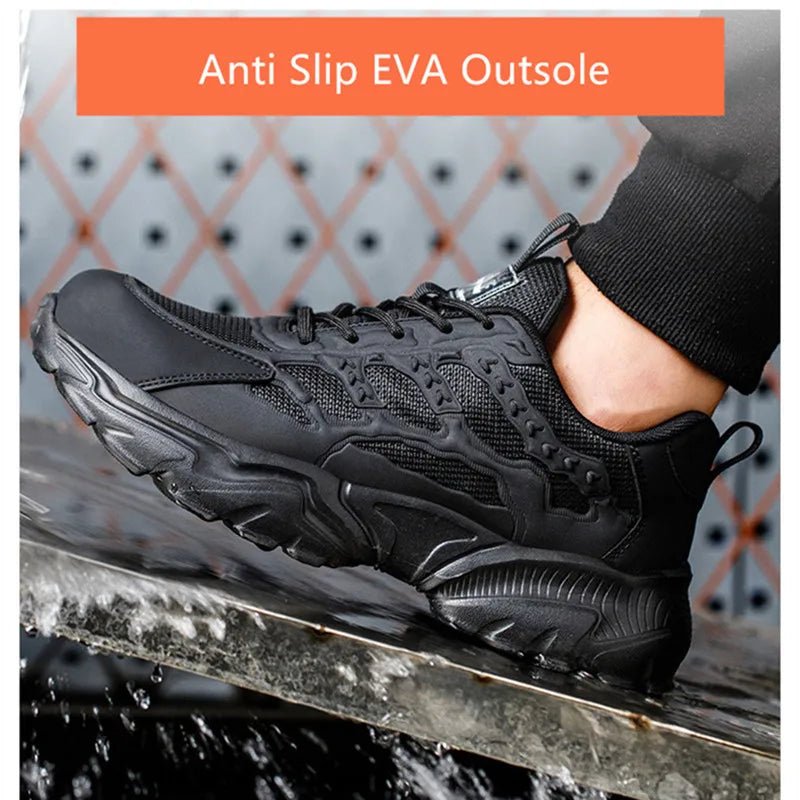 SaneShoppe - white work shoes lightweight comfortable safety shoes man women work shoes with a steel toe puncture proof safety work sneakers