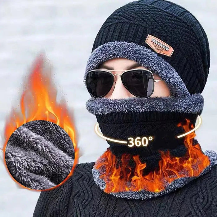 SaneShoppe - Winter Beanie Hat With Scrafs For Men Knitted Hat Winter Cap Beanie Women Thick Wool Neck Scarf Cap Balaclava Mask Bonnet Hats