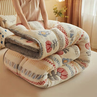 SaneShoppe - Winter Bedding Thick Quilt Blanket Thickened Warm Flannel Fleece Comforter for Cold Nights Set Bed Duvets Quilts the Blankets