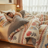 SaneShoppe - Winter Bedding Thick Quilt Blanket Thickened Warm Flannel Fleece Comforter for Cold Nights Set Bed Duvets Quilts the Blankets