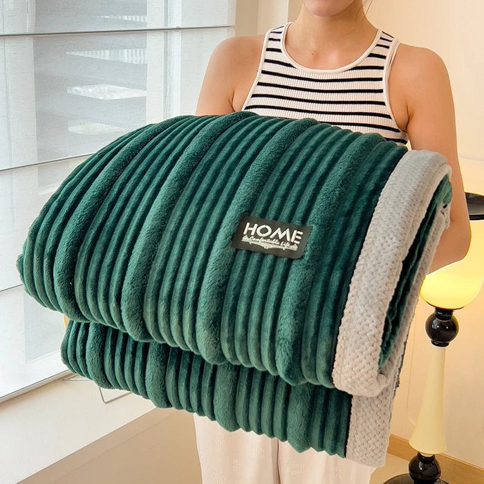 SaneShoppe - Winter Blanket Thickened Warm Lamb Wool Leisure Blanket Home Warm Thick Soft Bed Cover Knee For Office Sofa Microfiber Bedding