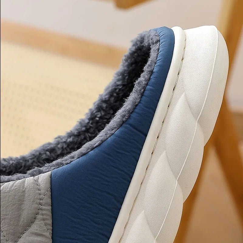 SaneShoppe - Winter Casual Men's Slippers Indoor Waterproof Home Shoes Fur Flat Warm Fashion Couples Bedroom Houseshoes Large size 48/49