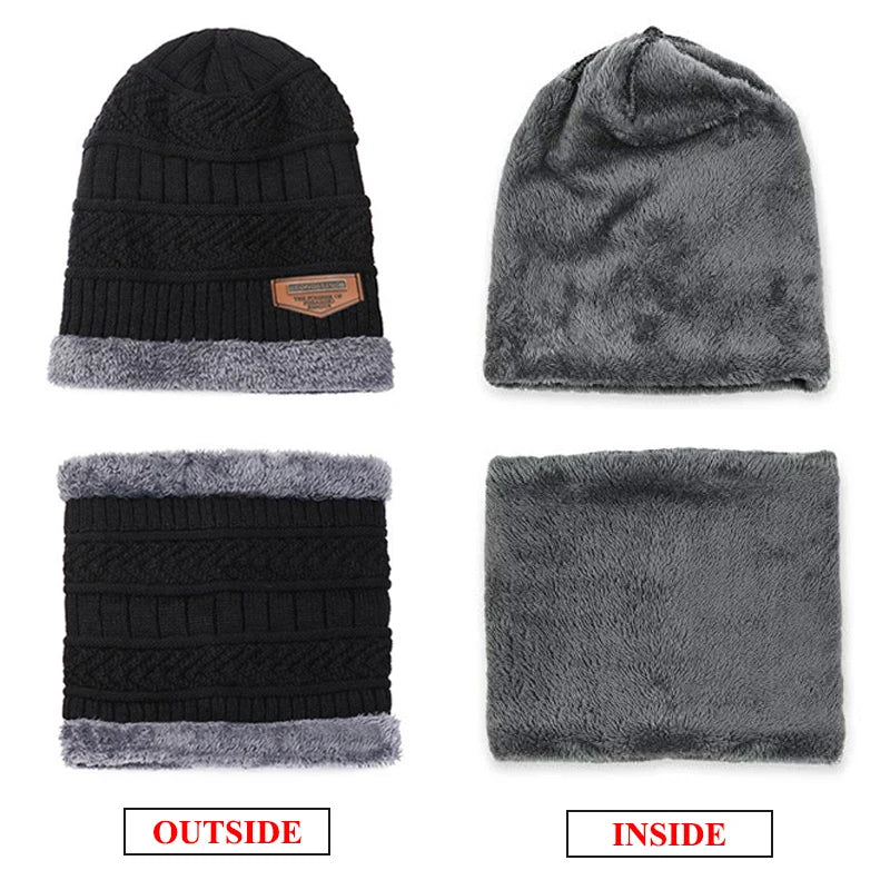 SaneShoppe - Winter Hats For Men Skullies Beanie Hat Winter Cap Men Women Wool Scarf Caps Balaclava Mask Bonnet Knitted Hat Gorras