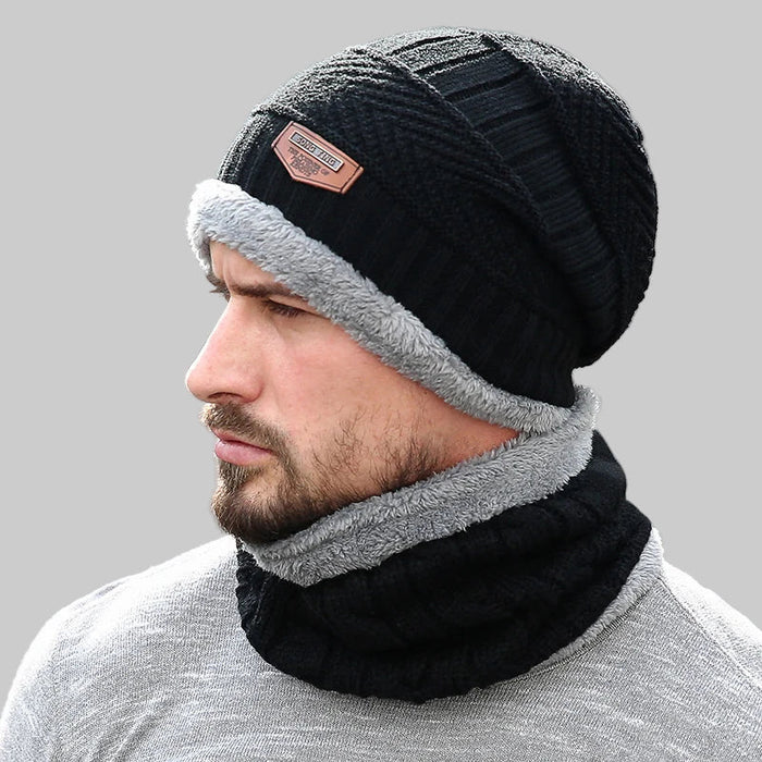SaneShoppe - Winter Hats For Men Skullies Beanie Hat Winter Cap Men Women Wool Scarf Caps Balaclava Mask Bonnet Knitted Hat Gorras