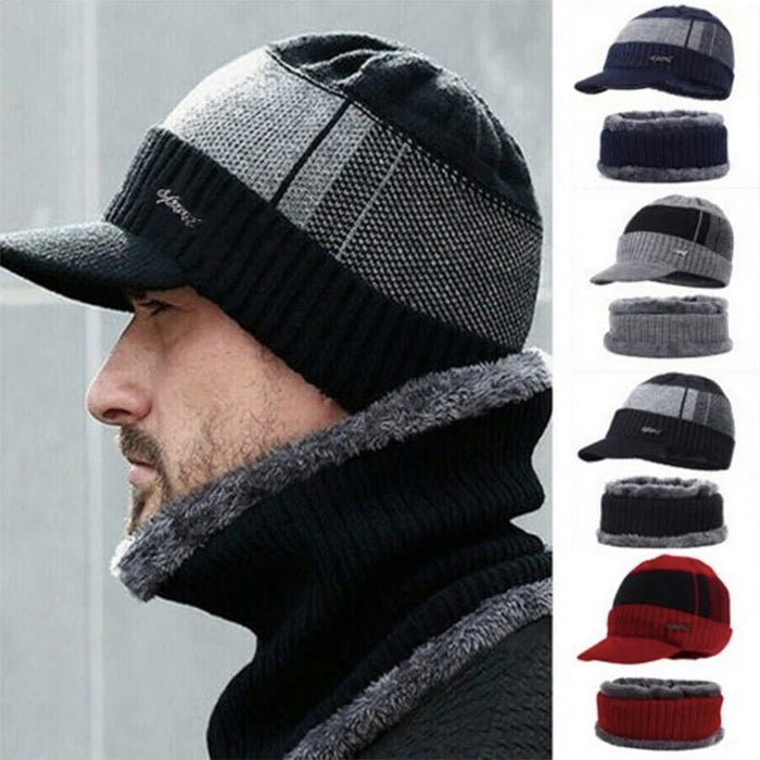 SaneShoppe - Winter Hats For Men Skullies Beanie Hat Winter Cap Men Women Wool Scarf Caps Set Balaclava Mask Gorras Bonnet Knitted Hat