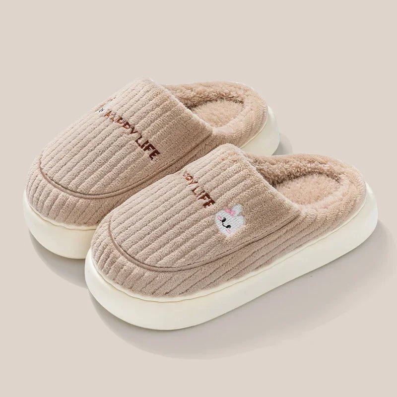 SaneShoppe - Winter Home Cotton Slippers for Women's Indoor Soft Sole, Non slip, Warm, Not Tired, Simple Couple Cotton Shoes for Men