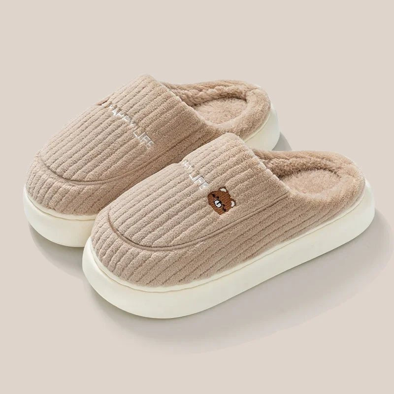 SaneShoppe - Winter Home Cotton Slippers for Women's Indoor Soft Sole, Non slip, Warm, Not Tired, Simple Couple Cotton Shoes for Men