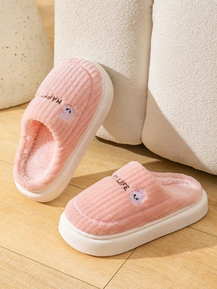 SaneShoppe - Winter Home Cotton Slippers for Women's Indoor Soft Sole, Non slip, Warm, Not Tired, Simple Couple Cotton Shoes for Men